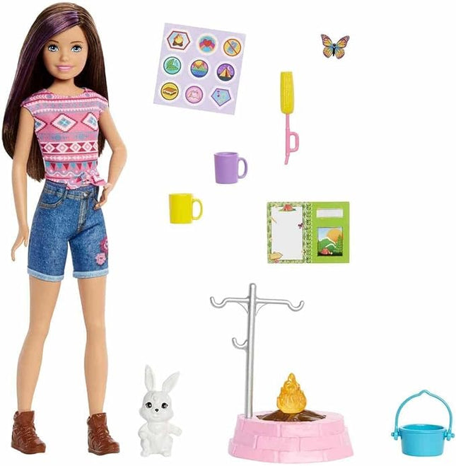 Barbie It Takes Two Skipper Doll & Accessories, Camping Playset with Doll, Campfire, Pet Bunny, Sticker Sheet & More