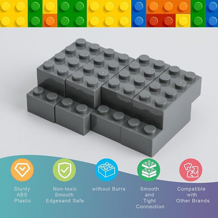 500 Piece Classic Building Bricks and 1 Gray Baseplate, 2x4 Bricks Bulk Creative Building Toys, Blocks Bulk for Kids Ages 6+, Dark Gray(Samll Bricks, 1.25x0.62x0.47 in)