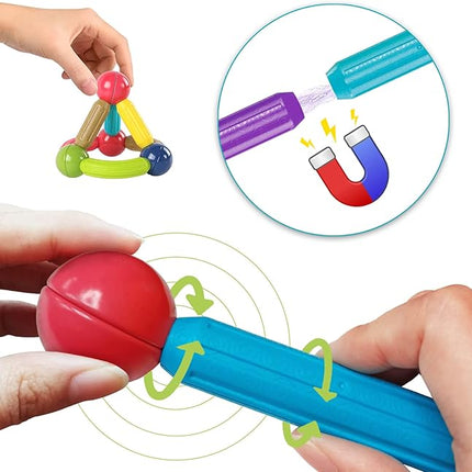 88 Piece Magnetic Balls and Rods Set,Magnetic Building Toys Colorful DIY STEM Building Blocks Sticks for Ages 3+ Year Old Children Boy Girl Educational Construction Toy