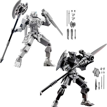 WEAREWE 2 Set DIY 3D Printed Action Figures Set 13 Luck 13 Action Figure Multi-Jointed Movable Mech Doll Robot(White-Black)