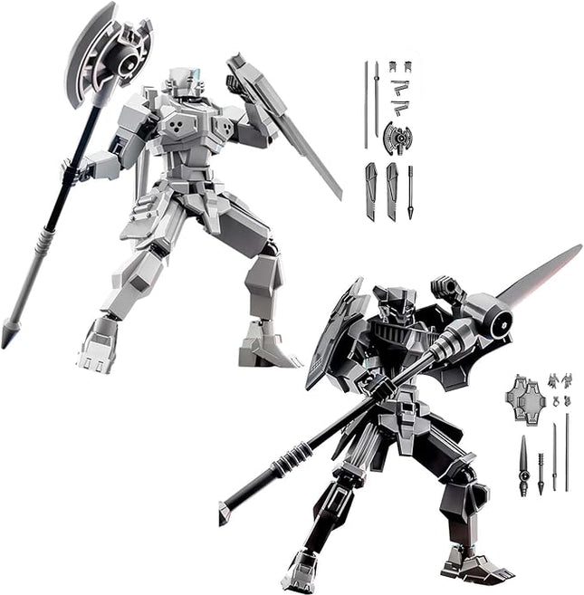 WEAREWE 2 Set DIY 3D Printed Action Figures Set 13 Luck 13 Action Figure Multi-Jointed Movable Mech Doll Robot(White-Black)