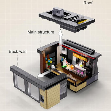 CaDA Master C66005W Japanese Coffee House Building Set,MOC Construction Coffee Shop Modular Buildings with Lights,768PCS City House Idea Gift for Adults