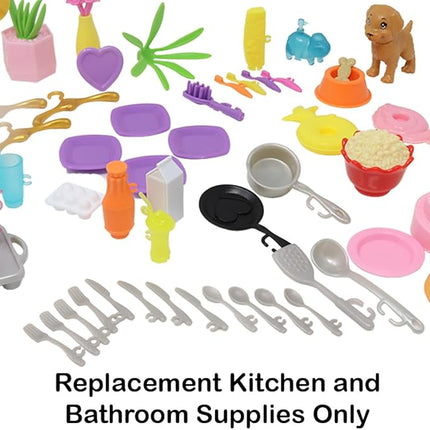 Replacement Parts for Barbie Doll Dreamhouse Doll House Playset HMX10 - Replacement Kitchen and Bathroom Supplies