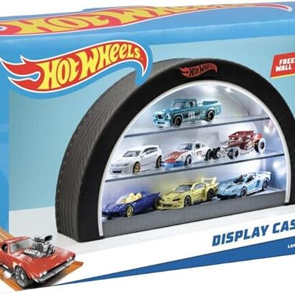 Hot Wheels Display Case Light - Officially Licensed Mattel Merchandise, Light Up Case Holds 8 Cars, Wheel Shaped Wall Mountable or Freestanding, Gift for Collectors