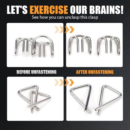 Metal Puzzle Ring, 2025 New IQ Test Brain Teaser Disentanglement Set, Red Version Metal Wires Fidget Toy for Kids Adults, Fun Educational Puzzles Brain Teasers for Students Gifts (Red)