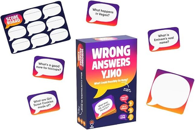 Wrong Answers Only: The Ultimate Adult Party Game – A Fun, Competitive Group Guessing Game for 8 Players, Ages 14 and Up – Perfect for Game Nights