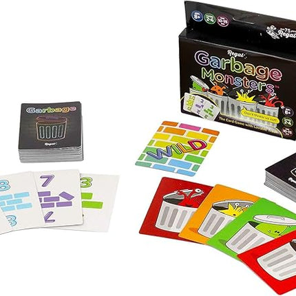 Regal Games Garbage Monsters Card Game Set for Kids, Teens & Adults - 2-4 Player Fun Family Games - Travel Playing Cards (16 Garbage Monsters Cards)