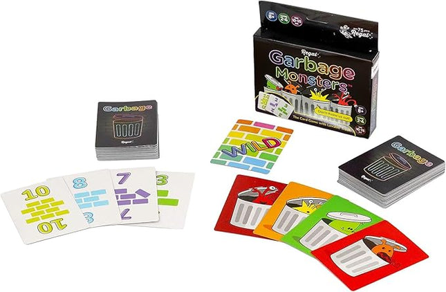 Regal Games Garbage Monsters Card Game Set for Kids, Teens & Adults - 2-4 Player Fun Family Games - Travel Playing Cards (16 Garbage Monsters Cards)