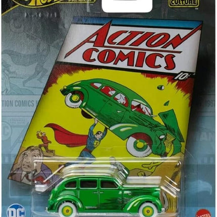 Hot Wheels Model Car Superman Action Comics 1 Action Sedan - Die Cast Scale 1:64 - Length 8 cm - HVJ50 - Series Pop Culture