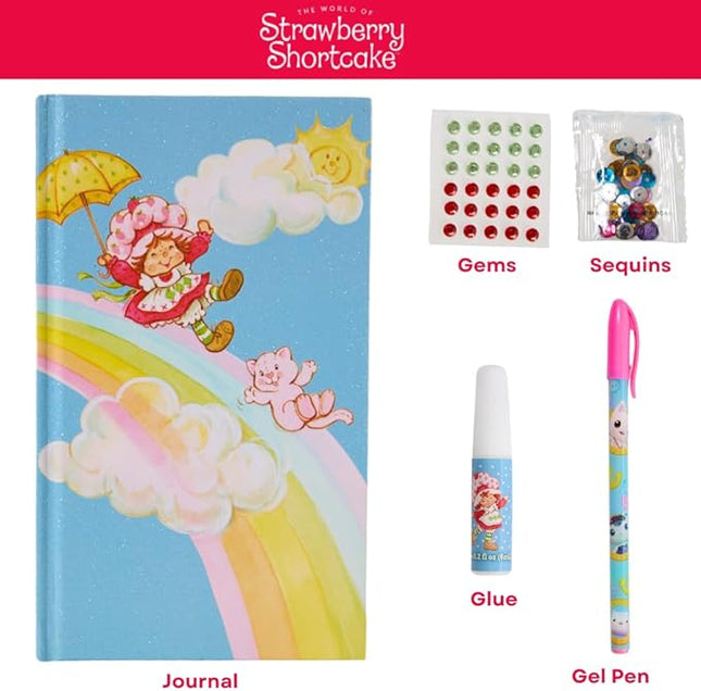 Strawberry Shortcake Sparkle Journal Set for Kids, Journal Kit with Stickers and Gems