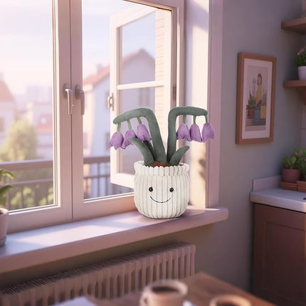 Apricot Lamb Soft Flores Convallariae Plant Plush Toy, Stuffed Purple Flower Pot, Kawaii Plushie for Kids