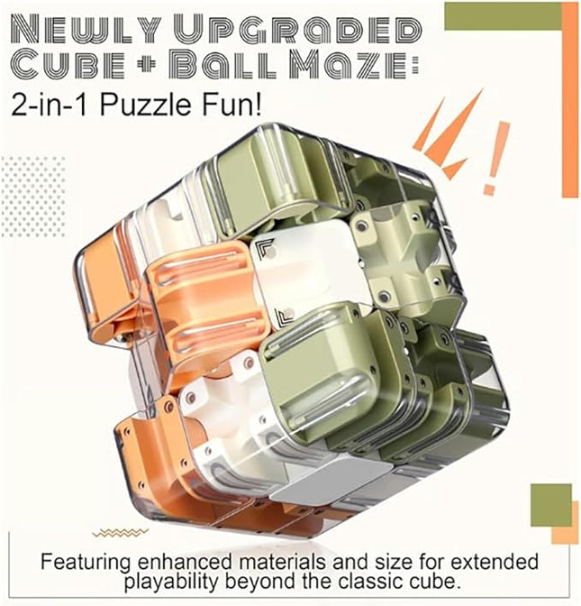 Large Labyrinth 3D Puzzle Maze Cube - Engaging Brain Teaser Toy, High Difficulty Puzzle, 3D Magic Cube Maze Ball Puzzles - Spatial Awareness Brain Training Toy ﻿(2PCS)