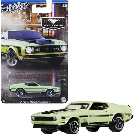 Hot Wheels '71 Ford Mustang Mach 1 [Green], 3/5 Series, 1:64 Scale Die-Cast Car