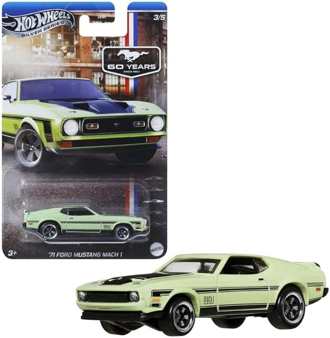 Hot Wheels '71 Ford Mustang Mach 1 [Green], 3/5 Series, 1:64 Scale Die-Cast Car