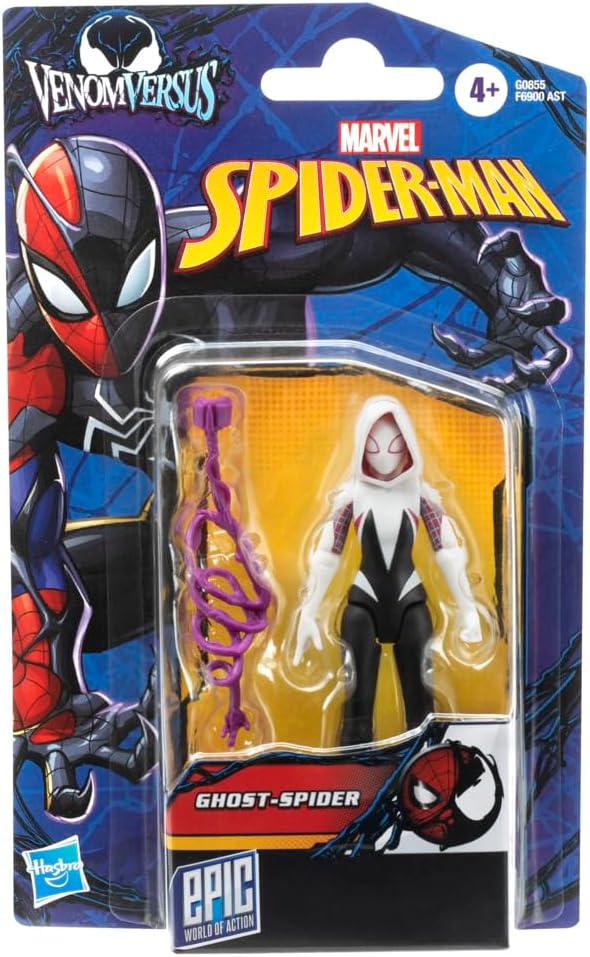 SPIDER-MAN Marvel VenomVersus Epic World of Action Ghost-Spider Figure with Accessory, 4-Inch (10 cm) Super Hero Toys for Kids Ages 4+
