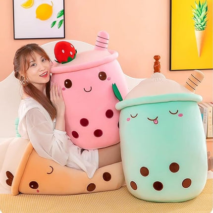 MDXMY Plush Stuffed Bubble Tea Plush Pillow Soft Cute Pearl Milk Tea Hug Toy(Green Cream, 19.6 inches)