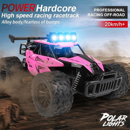 Asou Remote Control Car 2.4GHz RC Off Road High Speed Toy Car with LED Headlight and Rechargeable Battery for Girls Boys Kids