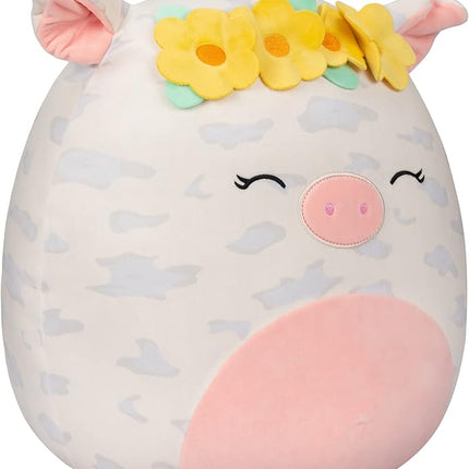 Squishmallows 16-Inch Rosie Spotted Pig with Yellow Flower Crown - Large Ultrasoft Official Kelly Toy Plush - Amazon Exclusive