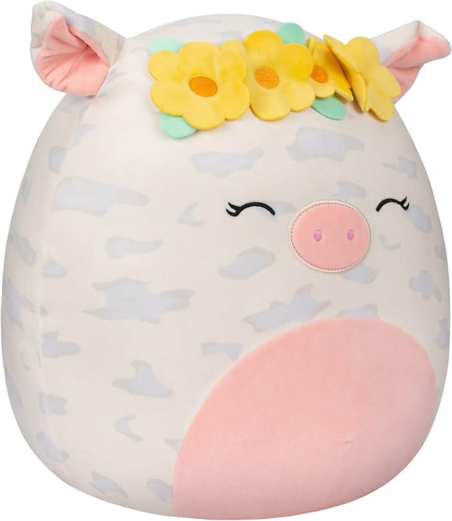 Squishmallows 16-Inch Rosie Spotted Pig with Yellow Flower Crown - Large Ultrasoft Official Kelly Toy Plush - Amazon Exclusive