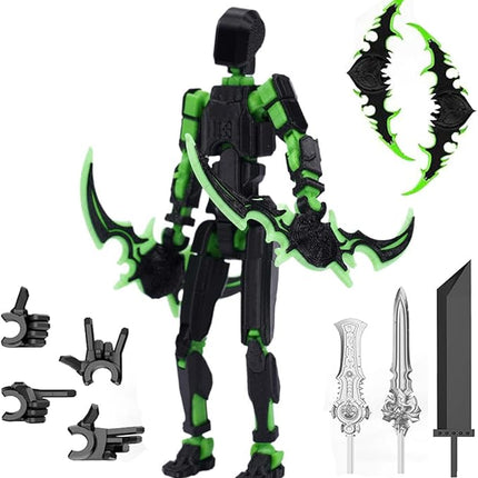 T13 Action Figure Set, 3D Printed Multi-Jointed Movable Robot Dummy Set Lucky 13 Action Figure Articulated, for Collectors Desktop Decorations (Gold + Black)