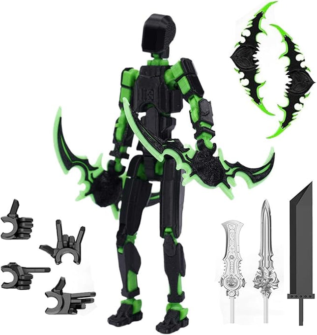 T13 Action Figure Set, 3D Printed Multi-Jointed Movable Robot Dummy Set Lucky 13 Action Figure Articulated, for Collectors Desktop Decorations (Gold + Black)