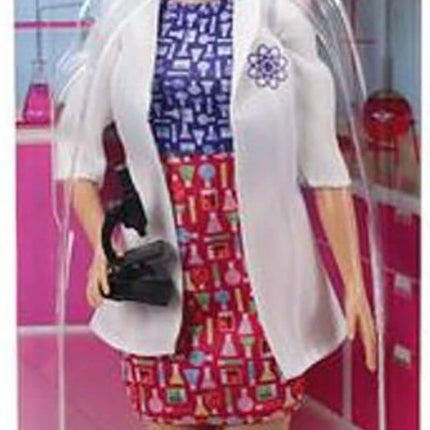 Barbie Careers Fashion Doll & Accessory, Scientist with Blue Hair Wearing Lab Coat & Flats with Microscope