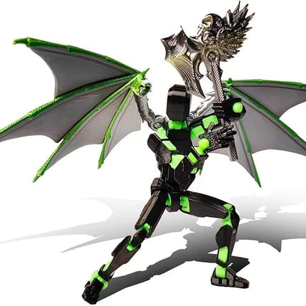 T13 Action Figure (Assembly Completed) Titan 13 Dummy 13 Figure Robot 13 Figure 3D Printed Articulated Multi-Jointed Movable Robot Model (Black Green)