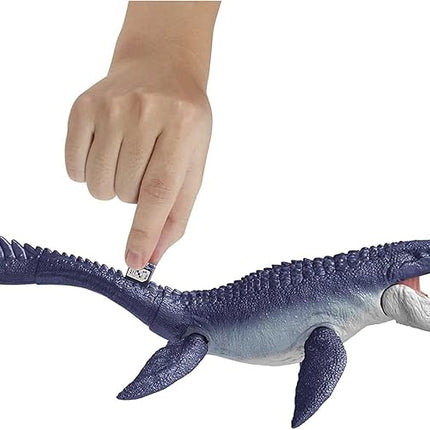 Mattel Jurassic World Dominion Ocean Protector Mosasaurus Dinosaur Action Figure from 1 Pound of Recycled Plastic, Movable Joints, Toy Gift with Physical and Digital Play