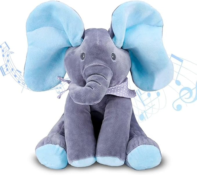 Snuffy The Elephant - Musical Peek-a-Boo Elephant Toy - Interactive Stuffed Baby Animal with Moving Ears for Baby - Hide and Seek Fun - Elephant Plush Baby Toy
