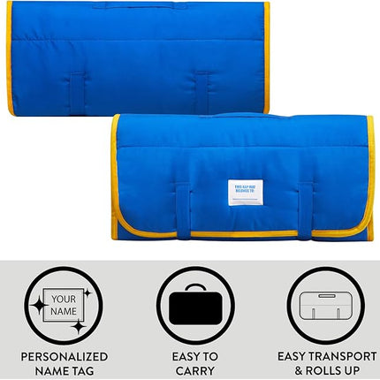 Super Soft Plush Toddler Quilted Nap Mat with Built in Blanket and Pillow