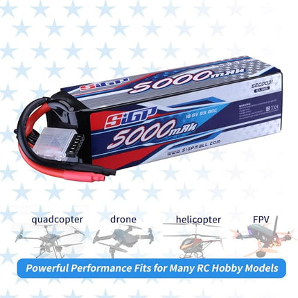 Not Yet SIGP 5S Lipo Battery 5000mAh 18.5V 80C Soft Pack for RC Helicopter Airplane FPV Drone Quadcopter Racing Hobby