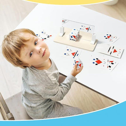 2 Pcs Wooden Mirror Cube Puzzle Game, Spatial Thinking & Pattern Matching Puzzle Game, Educational Board Game Toy for Kids and Adults