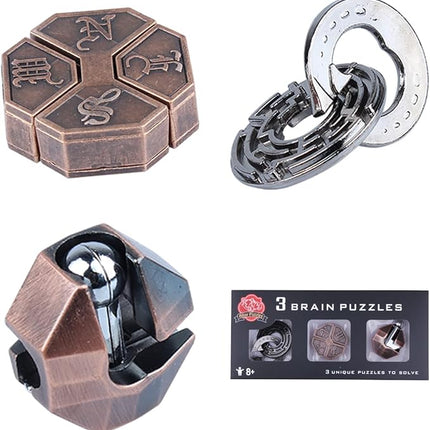 Brain Teaser Puzzle for Adults Puzzles Metal Hole Lock Adult Educational Toy Games for Adults Teens Educational Toy Gift (Bronze)