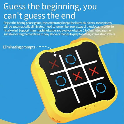 Tic Tac Toe Game Machine, 4 in 1 Handheld Electronic Game for Education & Memory Growth, Home & Kids (Yellow)