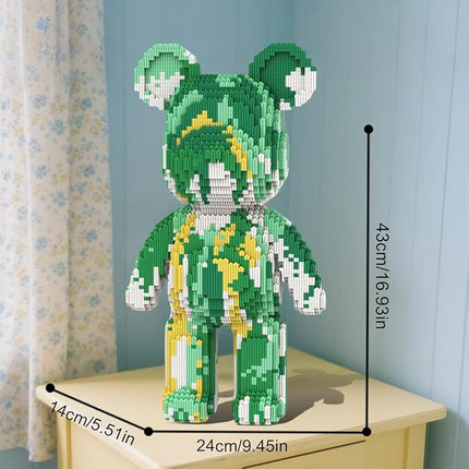 DAHONPA Green Cream Fluid Bricks Building Blocks Bear Set, Decoration Toy 6400 Pieces, Gift for Adults and Kids