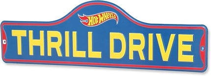 Mattel Hot Wheels Metal Sign - Thrill Drive Hot Wheels Street Sign for Bedroom, Play Room or Garage