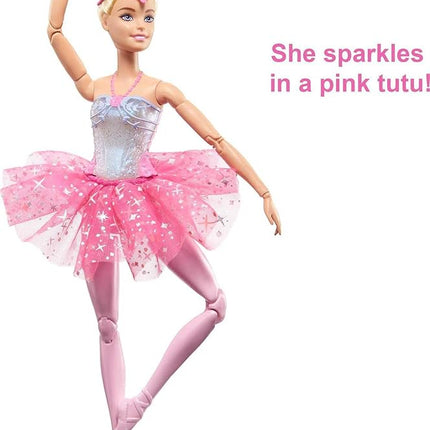 Barbie Dreamtopia Twinkle Lights Ballerina Doll with Blonde Hair & Light-Up Feature Wearing Royal Headband & Pink Tutu