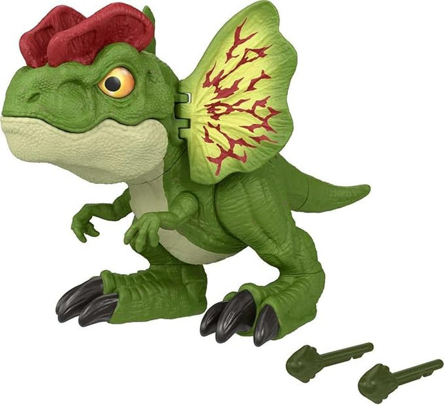 Mattel Jurassic World Uncaged Dinosaur Toy, Fierce Launchin' Dilophosaurus Figure with Shooting Action, Sound & 2 Projectiles