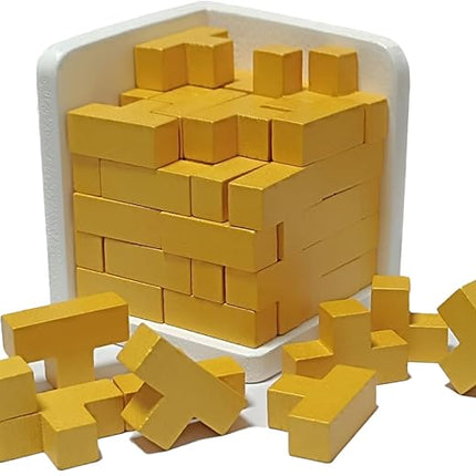 Wooden Brain Teaser Puzzle Cube Easter Basket Stuffers Wooden Puzzles T-Shaped Jigsaw Logic Puzzle Educational Toy for Kids and Adults by AHYUAN (Gold)