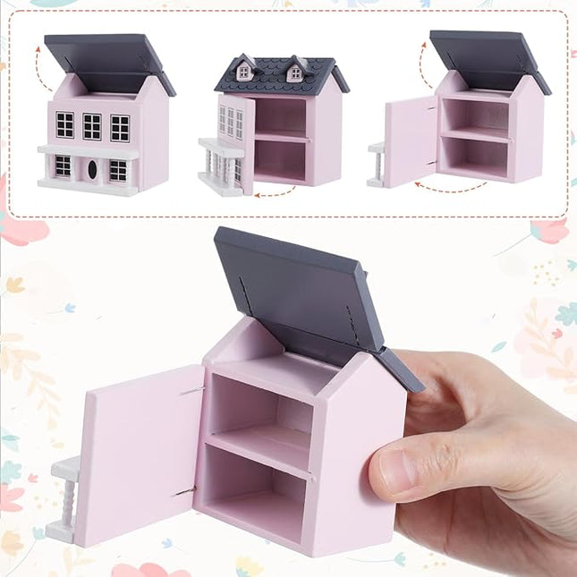 Toyvian Dollhouse Miniature House Christmas Village Houses Wooden Dollhouse kit Toy House Model Tiny Wooden