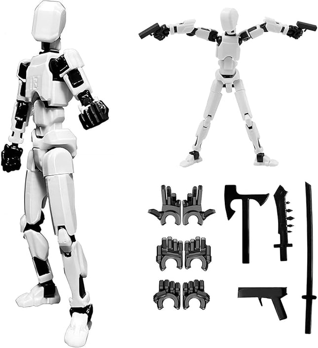Assembly Completed Titan 13 Action Figure Set,Titan 13 Robot Action Figures 3D Printed Multi Jointed Movable,Nova 13 Action Figure,Decorations for Action Figures (White,1pc)