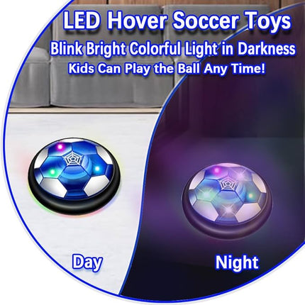 VNVDFLM Hover Soccer Ball Toys for Boys Girls,Rechargeable Floating Soccer Ball with Led Lights and Foam Cushion,Indoor Air Football Game Perfect Birthday for Kids Age 3-9 (Black 2)