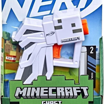 Nerf MicroShots Minecraft Ghast Mini Blaster, Minecraft Ghast Mob Design, Includes 2 Official Elite Darts, Pull-Down Priming Handle, Multicolor