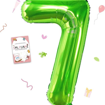 Smlpuame 40 inch Number Balloon 0-9 Green Large Number 7 Balloons,Digital Balloons for Birthday Party Celebration Decorations Supplies, Helium Foil Number Balloons for Wedding Anniversary