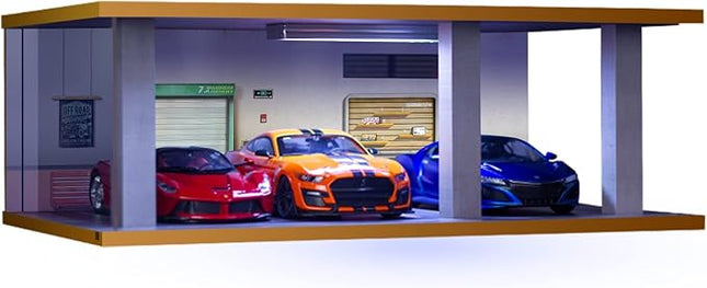 1/24 Scale Die-cast Car Diorama Display Case with Clear Acrylic Cover and LED Lighting for Diecast Model Cars, Lego Speed Champions Cars, Off Road Style