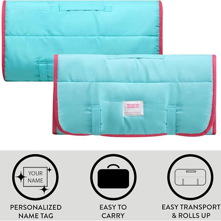 Super Soft Plush Toddler Quilted Nap Mat with Built in Blanket and Pillow