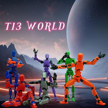 (Assembly Completed) 6 Packs T13 Action Figure Set, 3D Printed ActionFigure Toy Gifts for Kids, Dummy 13,Robot 13 Action Figure Full Body Mechanical Doll Christmas Birthday Gift for Boys Girls