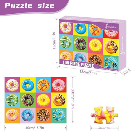 100 Piece Donuts Jigsaw Puzzle for Kids Teens Age 4-8 Gift Family Time (Donuts)