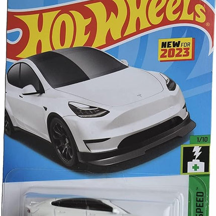 Hot Wheels - Tesla Model Y - White - HW Green Speed - 2023 - Mint/NrMint Ships Bubble Wrapped in a Box