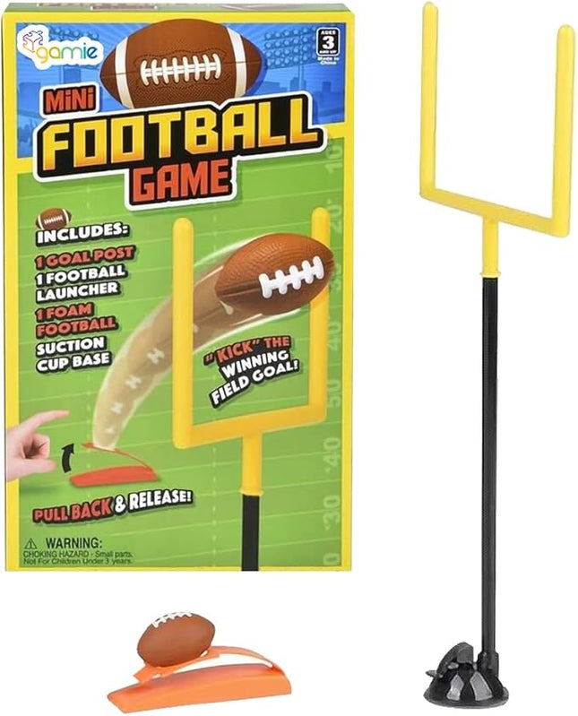 Gamie Desktop Football Game, Mini Table Top Sports Games with Post and Foam Football, Indoor Finger Board Games for Kids, Office Desk Toys, Sports Party Favors